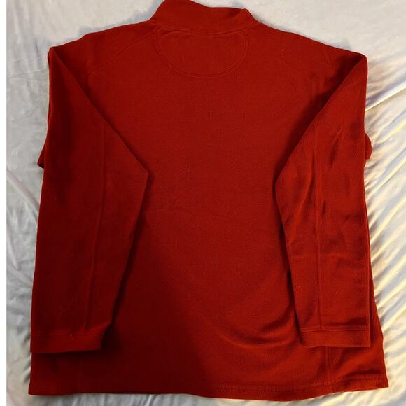 LL Bean Men's Large 1/4 Zip Pullover Fleece in Red - Picture 2 of 4